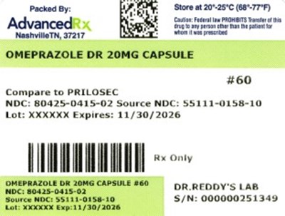 Omeprazole Dr 20mg #60 (Omeprazole Dr 20mg 80425 0415 02)
